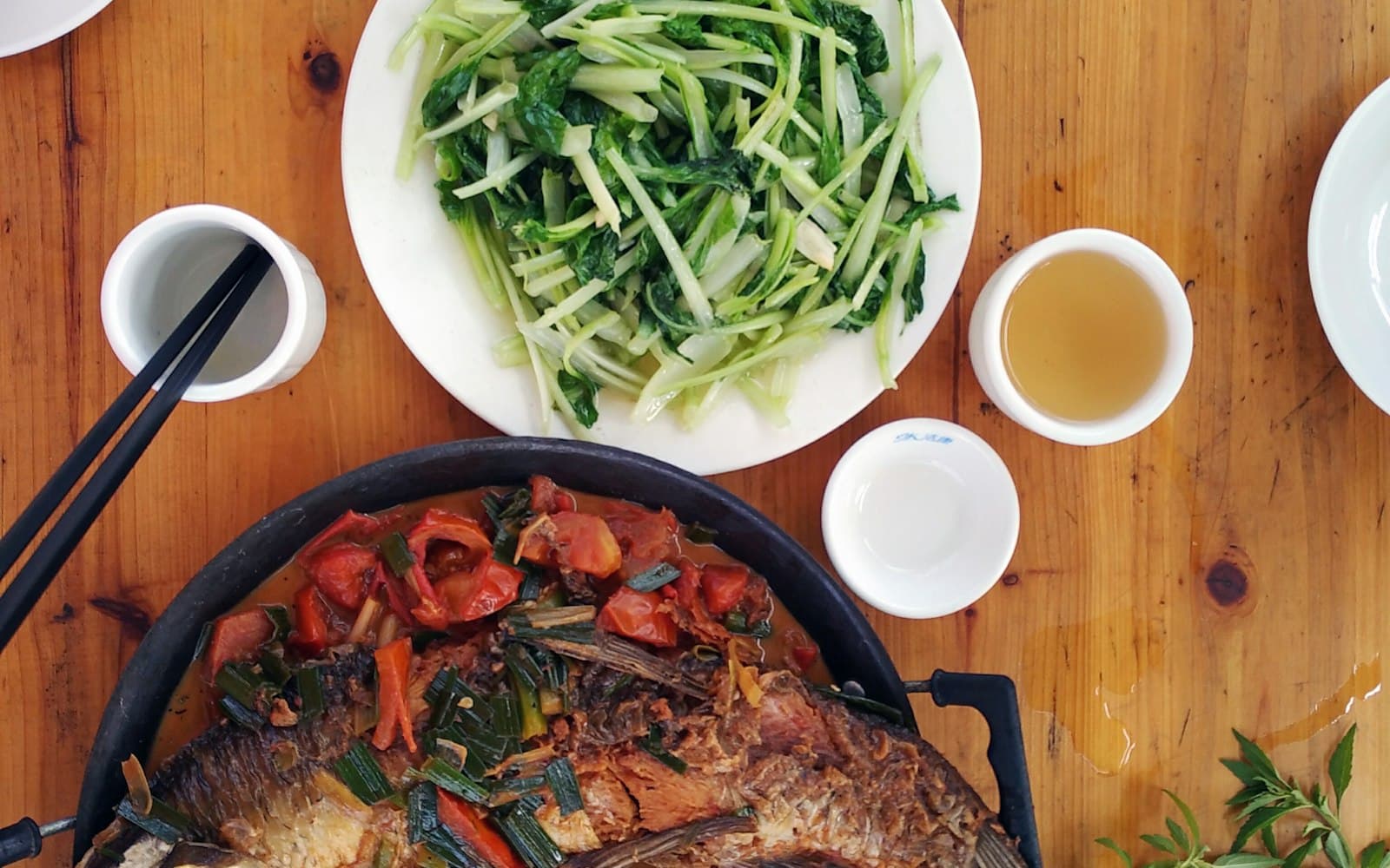 A spread of freshly cooked Chinese dishes
